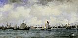 Johan Hendrik Van Mastenbroek Canvas Paintings - Rotterdamn Harbour